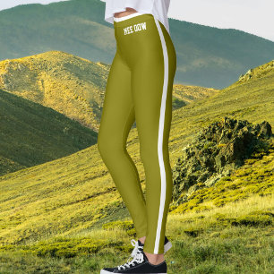 Leggings Texte personnalisé Maman chat Olive Or Blanc Rayur