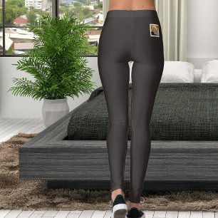 Leggings Texte personnalisé Photo de chat Deep Charcoal Neu