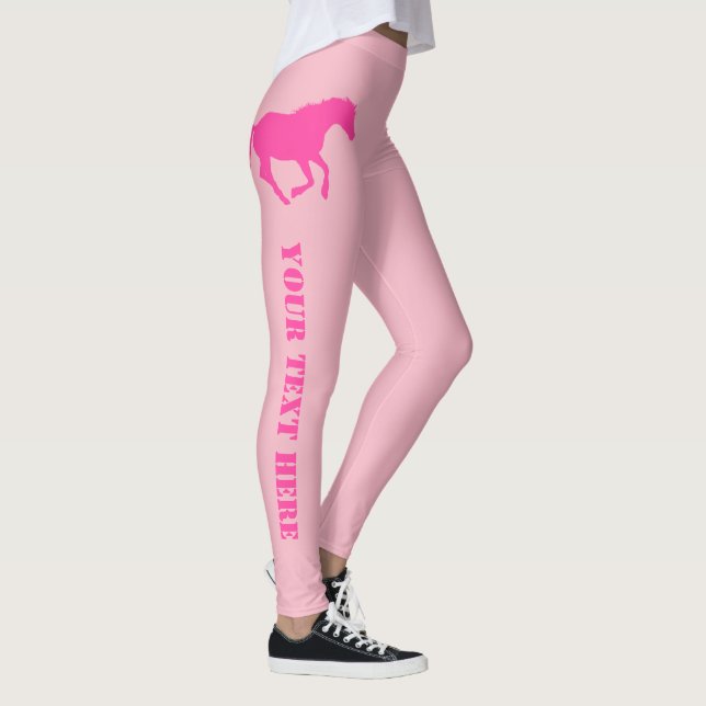 Leggings Texte rose de coutume de cheval ou de poney (Droite)