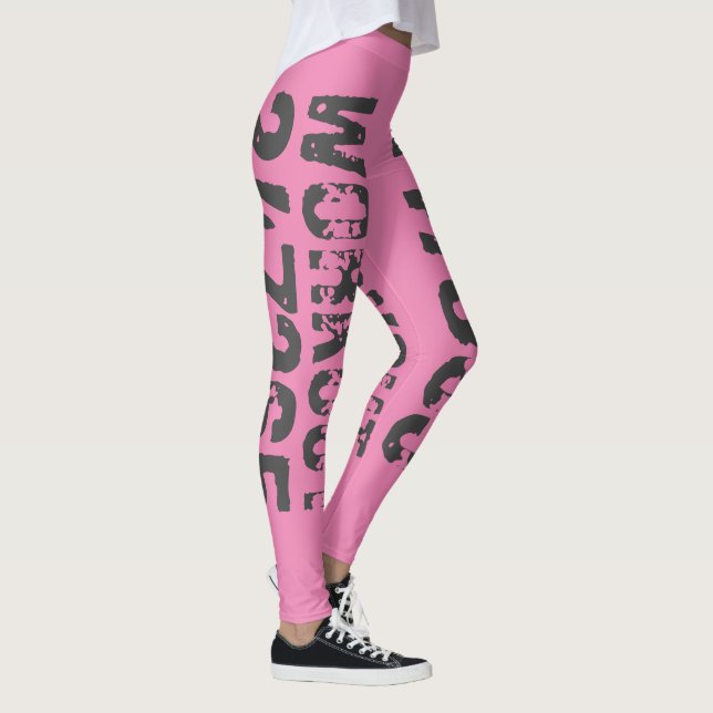 Leggings Texte usé et rayé Workout 247365 rose (Droite)