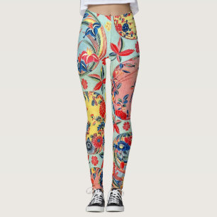 Leggings Textile japonais vintage de kimono (Bingata)