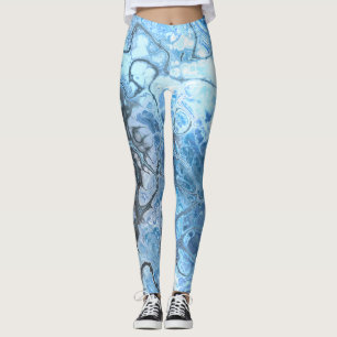 Leggings Texture Abstraite de fluide de glace en marbre ble