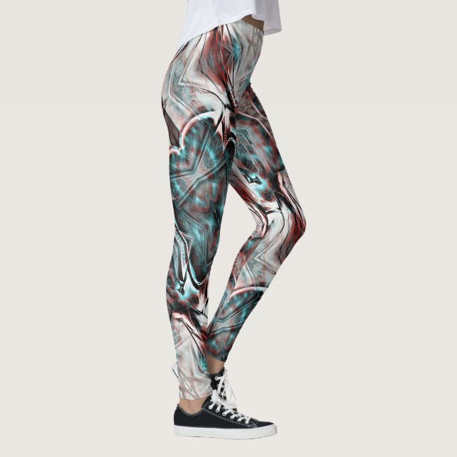 Leggings texture biseautée rouge à bleu pixélisée (Droite)