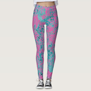 Leggings Texture bleue sur une couleur solide rose