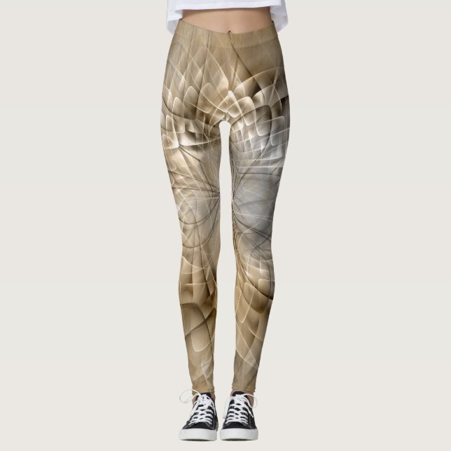 Leggings Texture d'art fractal moderne abstrait Tons de Ter (Devant)