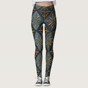 Leggings Texture de bronze avec motif de sculpture.