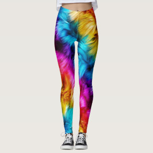 Leggings texture de fausse fourrure de monstre arc-en-ciel 