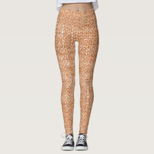 Leggings Texture de fond en toile de lin marron
