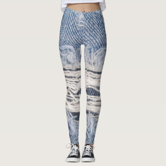 Leggings Texture de jean déchiré