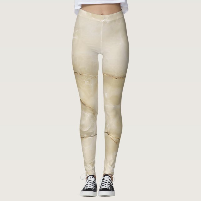 Leggings Texture de marbre doré à la mode (Devant)
