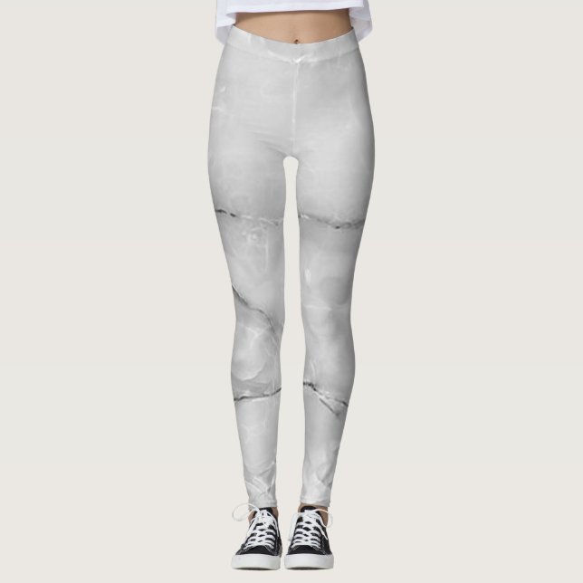 Leggings Texture de marbre gris à la mode (Devant)