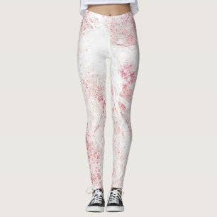 Leggings Texture de marbre rose blanc  