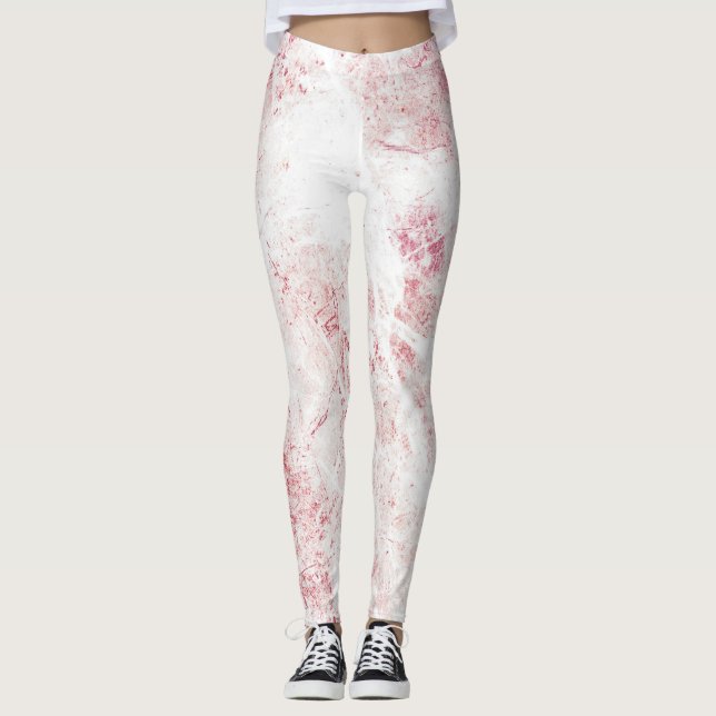 Leggings Texture de marbre rose blanc (Devant)