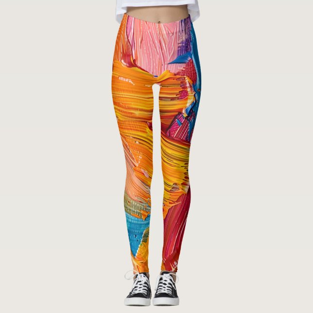 Leggings Texture de peinture dynamique : Art fluide moderne (Devant)