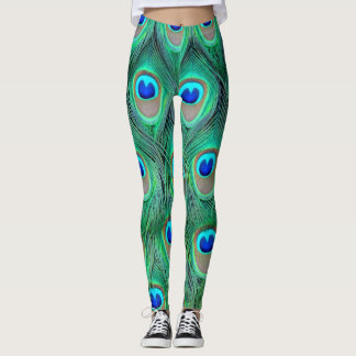 Leggings texture de plumage de Guêtre-paon
