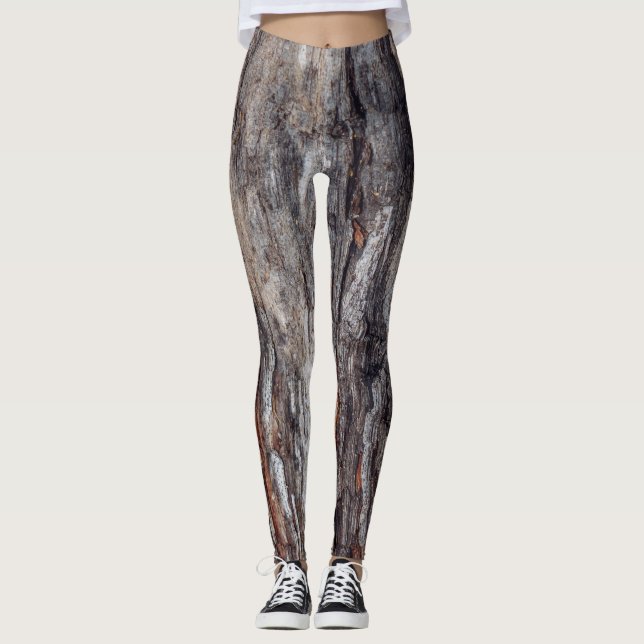 Leggings Texture d'écorce d'arbre (Devant)
