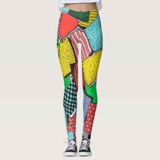 Leggings Texture des blocs Abstraits dessinés à la main