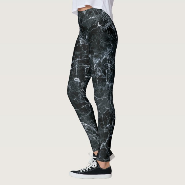 Leggings Texture en marbre noir (Gauche)