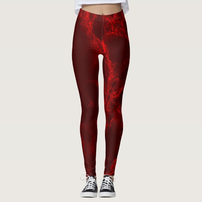 Leggings Texture en marbre rouge foncé (Devant)