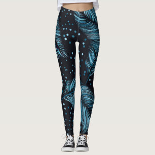 Leggings Texture en plumes foncées sans couture, vintage ab