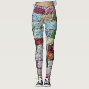 Leggings Texture murale en brique peinte colorée
