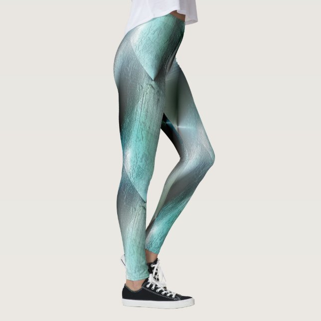 Leggings Texture rocheuse gris cyan souple avec détails num (Droite)