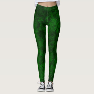 Leggings texture vert foncé texturé en marbre de daim grani