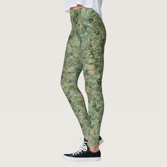 Leggings Texture verte neutre de roche de géologie (Gauche)