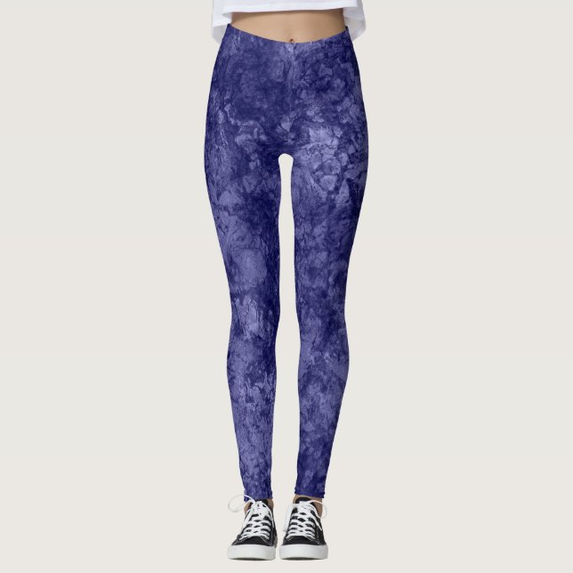 Leggings texture violet foncé texturé en marbre de daim g (Devant)