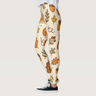 Leggings Thanksgiving Doodles Seamless Pattern