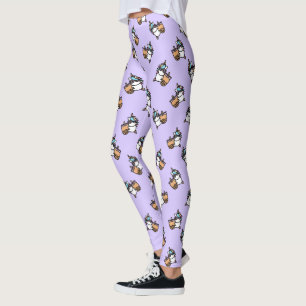 Leggings Thé à bulle mûre et licorne