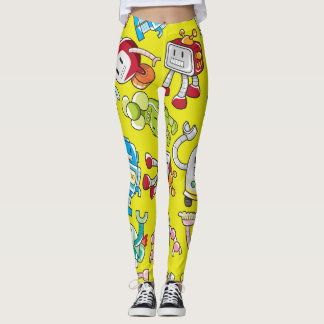 Leggings Thème Robot : Motif coloré sans couture.
