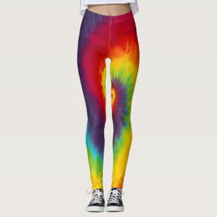 Leggings Tie-Dye Arc-en-Ciel Coloré Groovy Foncé Coloré