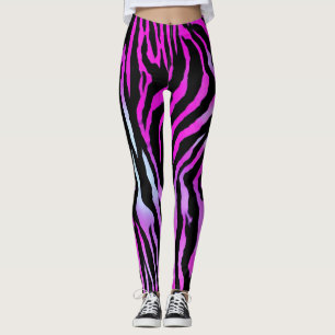 Leggings Tiger Grille noir rose motif de peau d'animal sauv