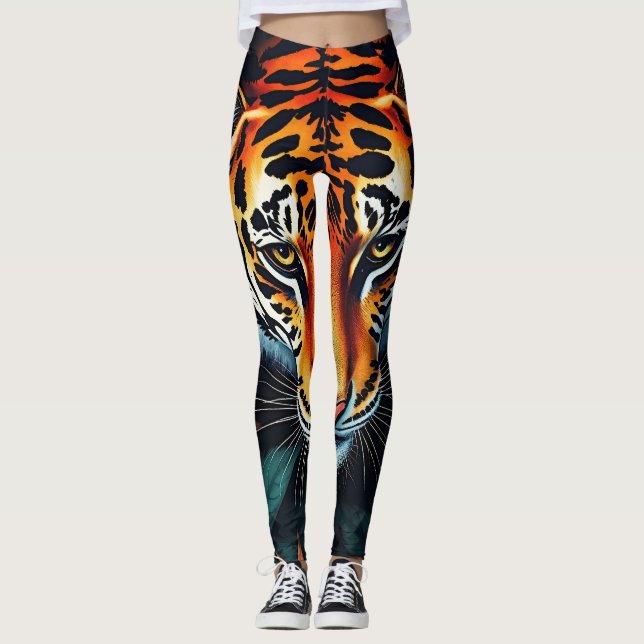 Leggings “Tiger of Mine” – Colourful Tiger Portrait (Devant)