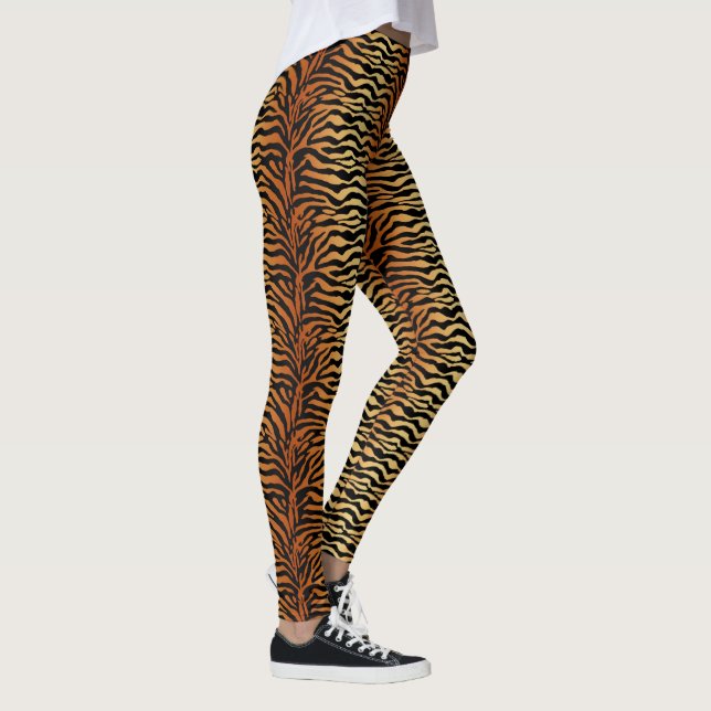 Leggings Tiger Stripes Poster de animal, ambre, noir et tan (Droite)