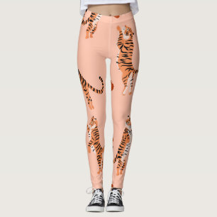 Leggings Tigers Feuilles d'automne : Motif de saut Vintage