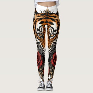 Leggings tigre avec des roses
