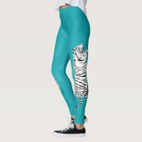 Tigre blanc et noir sur Turquoise, bleu turquoise