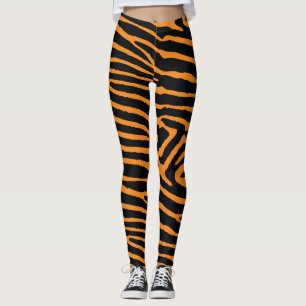 Leggings Tigre orange au néon barré