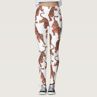 Leggings Tigres vintages, motif sans couture dessiné à la m