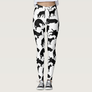 Leggings Timbre de chien noir et blanc monochrome motif