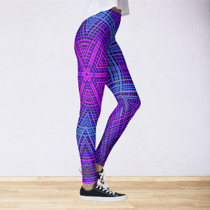 Leggings Tisser Mandala violet rose et bleu