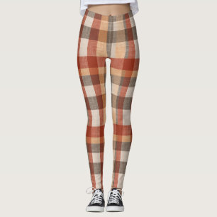 Leggings Tissu à carreaux automne chaud texture en rouille 