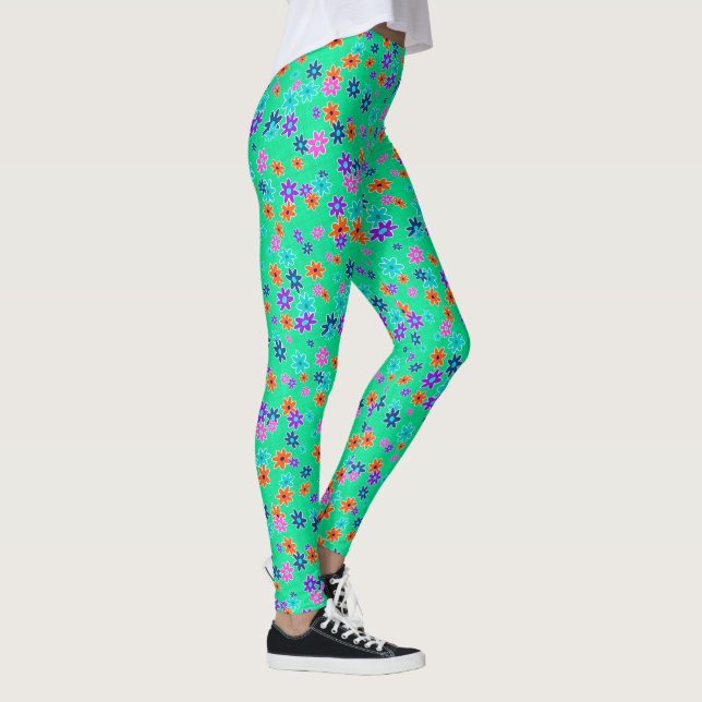 Leggings Tissu floral Couleur Motif sans fil 1 (Droite)