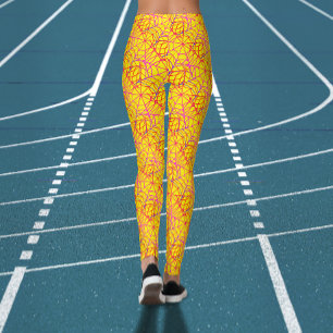 Leggings Toile d'araignée jaune orange Halloween Spooky Coo