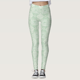Leggings Toile de Jouy vintage sauge avec figures classique