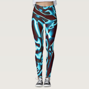 Leggings Tons cyan clairs dans les rubans abstraits vers le