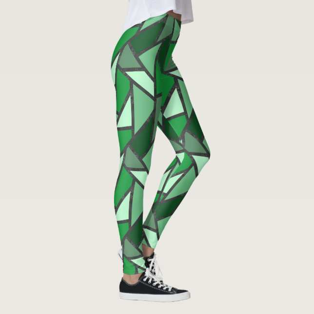 Leggings Tons de motif en vitrail vert (Droite)