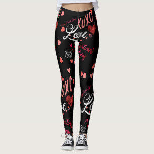 Leggings Topographie Saint-Valentin Embrassages Baisers XOX